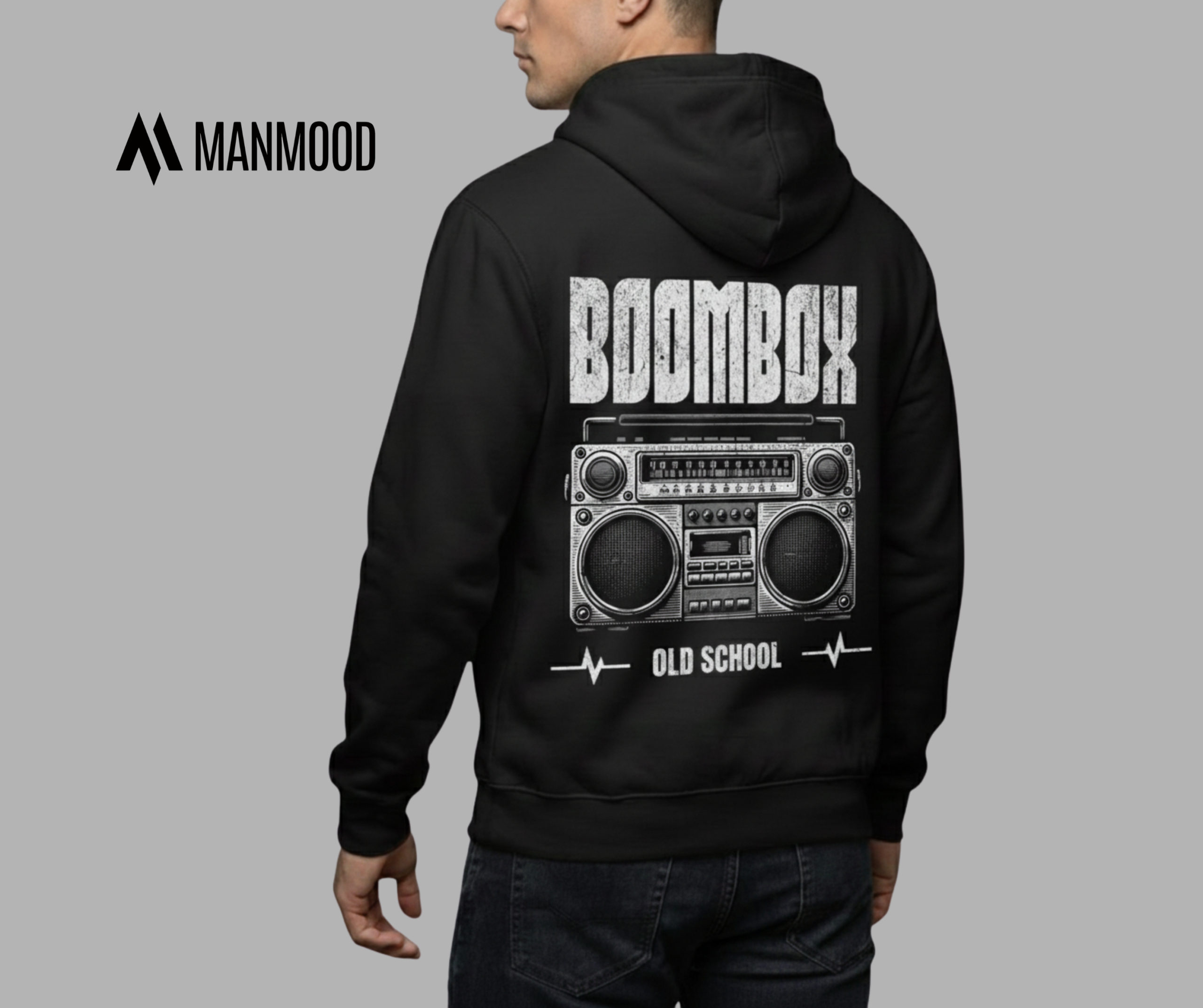 "Old School" designed Hoodie- Black