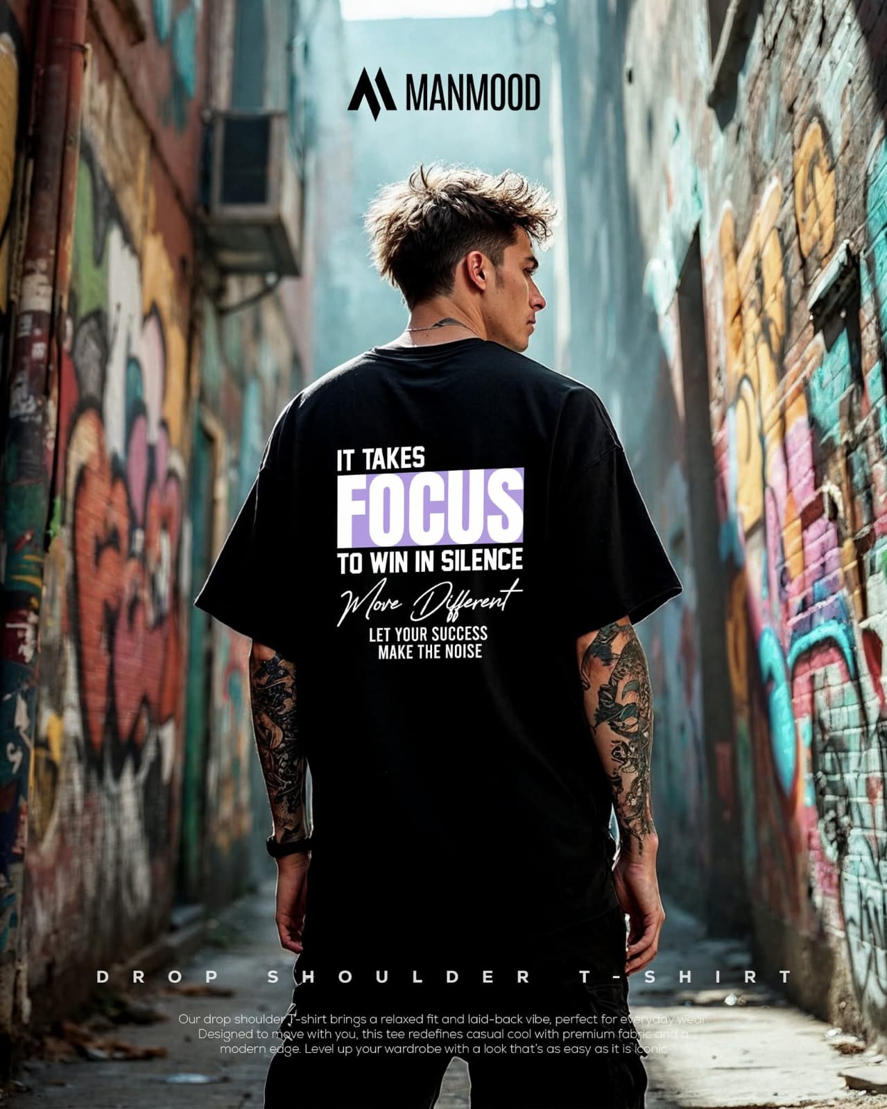 Manmood Printed Drop Shoulder T shirt